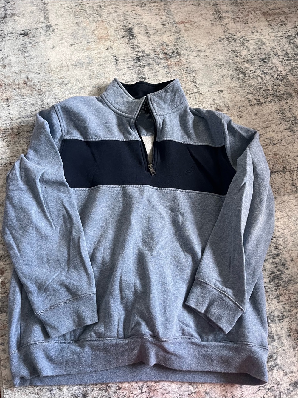 Nautica Men's Quarter-Zip Pullover Sweater - Gray with Black Panel